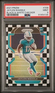 2021 Prizm Football Jaylen Waddle Black & White Checker Checkerboard PSA 9 - Picture 1 of 3