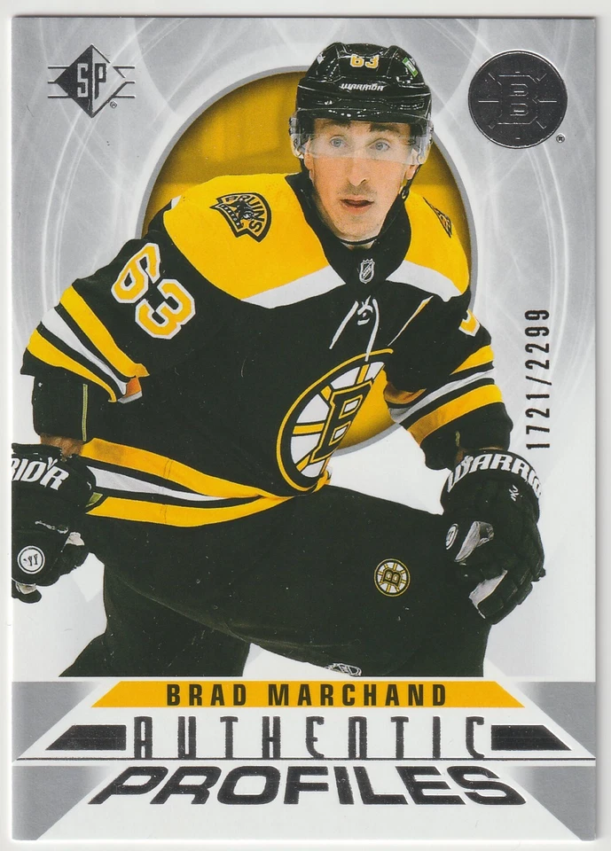 2020-21 SP Brad Marchand Authentic Profiles #AP-7 Boston Bruins 1721/2299 - Image 1 of 1