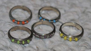 JewelMint Color Theory Ring Collection set of 6 colored beads - sz 6 - Picture 1 of 2