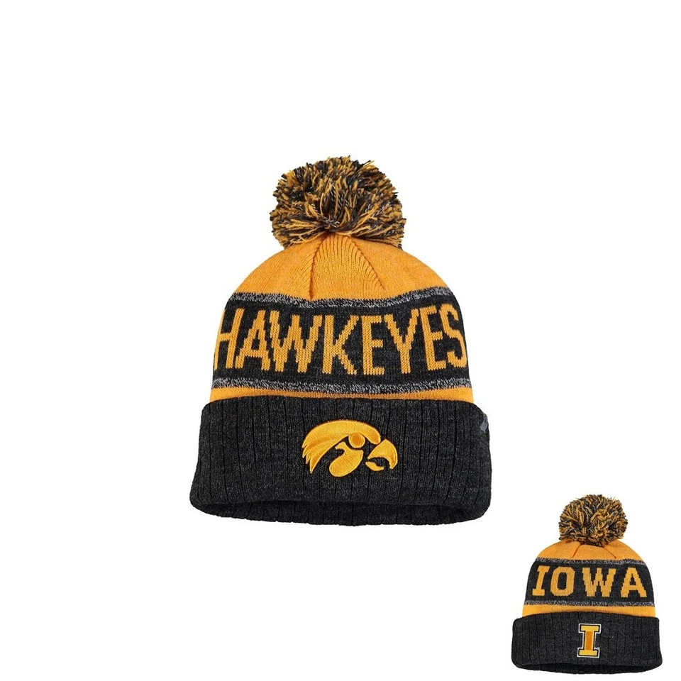Gorra tejida con puños debajo de cero IOWA HAWKEYES de invierno juvenil con pompón cálida GRAN REGALO Foto 1 de 1