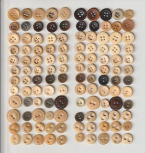 Bone Buttons qty 120 LOT Group Antique Corset 4 Holes 2 Hole Sew Thru Fish Eyes - Picture 1 of 6