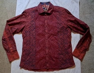 Robert Graham Limited Ed Burnt Orange Embroidered Shirt Men’s Medium Flip Cuffs - Picture 1 of 12