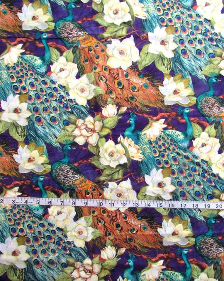 Tela 100 % algodón "Beauty & Grace Peacock Master" Susan Winget de 1 7/8 yardas Foto 1 de 1