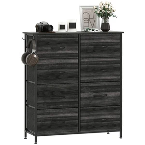 HOMCOM Fabric Chest of Drawers, 8 Drawer Dresser for Bedroom, Black - Picture 1 of 11
