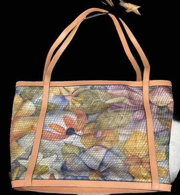 MAXX New York~Large Abstract Art Painting Cottagecore Tote Bag Purse Floral NWOT - Image 1 of 4