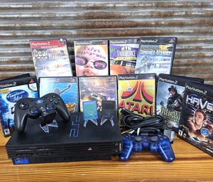 SONY PLAYSTATION 2 PS2 Phat Fat CONSOLE LOT BUNDLE WITH 10 GAMES Tested +EXTRAS - Picture 1 of 18