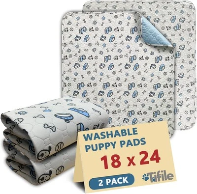 TIFILE Washable Pee Pads for Dogs, 2 Pack Reusable Puppy Pads, 2Pcs 18x24, Gray