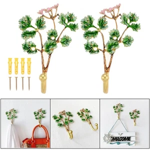 2pcs Tree Leaf Shaped Decorative Hooks Rack Hangers Organizer Holder 9.5x14.5cm - Picture 1 of 15