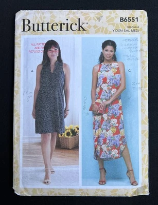 Butterick B6551 Misses Dress w/Length, Neckline Options 2021 Pattern XS-M Uncut - Image 1 of 3