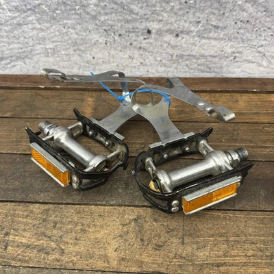 Pedales de bicicleta de carretera Campagnolo Record de colección clips de puntera reflectores Cibie - Imagen 1 de 4