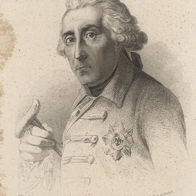 Friedrich II. König Preußen Schwarzer Adlerorden Albert Teichel Stahlstich 1872 - Bild 1 von 3