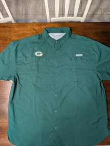 2XL Columbia Green Bay Packers Green Tamiami Omni-Shade Button-Down Shirt - Picture 1 of 3