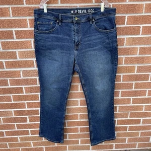 Devil Dog Bootcut Jeans Mens 38x30 (40x29.5) Blue Medium Wash Stretch - Picture 1 of 9