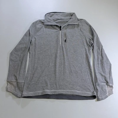 Lululemon Sweater Mens Medium White Black Striped Surge Warm 1/2 Zip Performance - Image 1 of 4