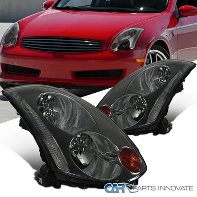 Fits 03-05 Infiniti G35 2Dr Coupe HID Xenon Style Smoke Headlights Head Lamp L+R Foto 1 de 4
