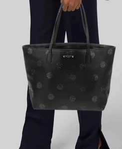Kate Spade Hani Haven Lane Black With Glitter Dots Tote Zip Purse 19" - Picture 1 of 2