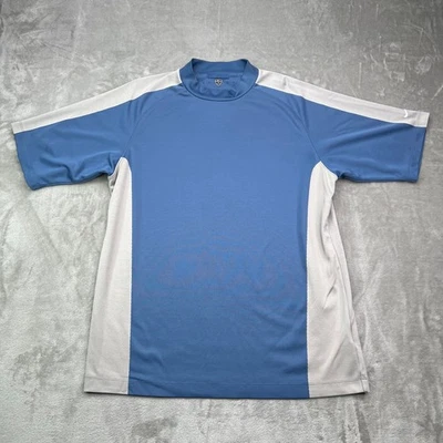 Винтажная мужская рубашка для гольфа Nike большая синяя с коротким рукавом цветной блок имитация шеи опрятная - Изображение 1 из 4