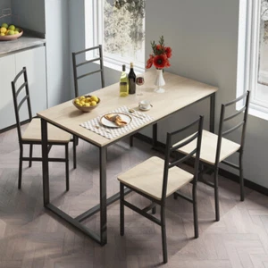 5-Piece Set Table And Chair Solid Structure With Backrest, Industrial Style - Picture 1 of 9
