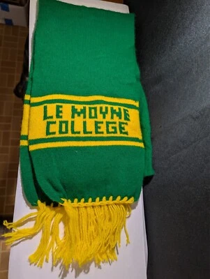 Cachecol de lã vintage Le Moyne College inverno verde franja amarela muito bom estado! - Imagem 1 de 4