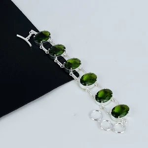 Elegant Peridot Gemstone Bracelet Handmade 925 Sterling Silver Jewelry For Gift - Picture 1 of 4