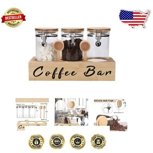 Elegant 3-Piece 54 oz Glass Canister Set for Coffee, Tea, and Sugar Storage - Picture 1 of 8