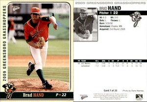 Brad Hand 2009 MultiAd Greensboro Grasshoppers #7 Card *AutographDen*