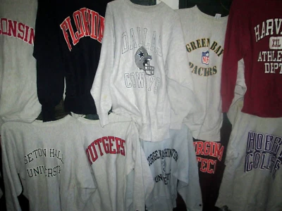 LOT 10 Vtg 1990s 80s y2k CHAMPION REVERSE WEAVE NFL College Sweatshirt crew neck - Image 1 of 4