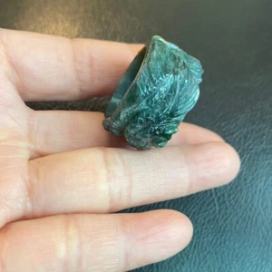 Natürliche Jade Schnitzerei geschnitzt Drachenband Herren Ring große Größe 9 - Bild 1 von 13