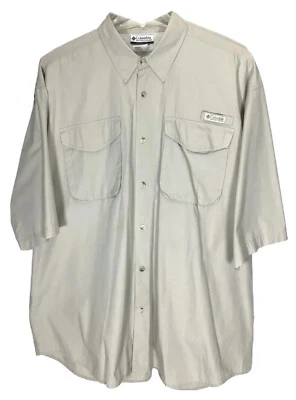 Camisa Columbia Para Hombre 2XL Beige Manga Corta Abotonada Capa Ventilada Pesca  Foto 1 de 4