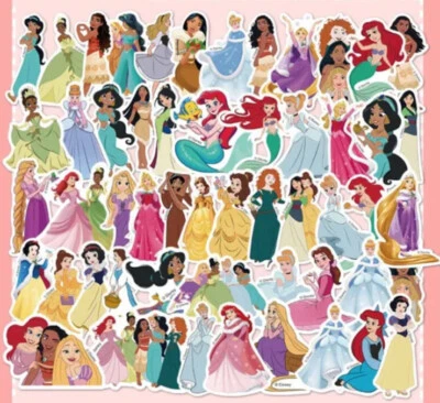 50 x Princess Princesses Disney Phone Sticker Stickers Laptop Vinyl Decals Decal - Image 1 of 4