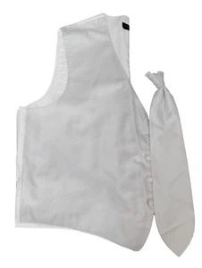 Light Platinum Silver Patterned Fullback Tuxedo Vest & Tie Wedding Vests Prom - Picture 1 of 3