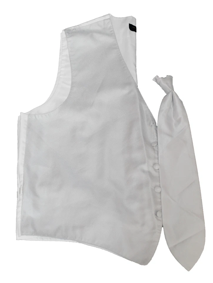 Light Platinum Silver Patterned Fullback Tuxedo Vest & Tie Wedding Vests Prom - Image 1 of 1