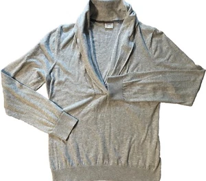 Esprit Women's Sweater Preppy Pullover Lightweight V-Neck Long Sleeve Gray Large - Picture 1 of 7