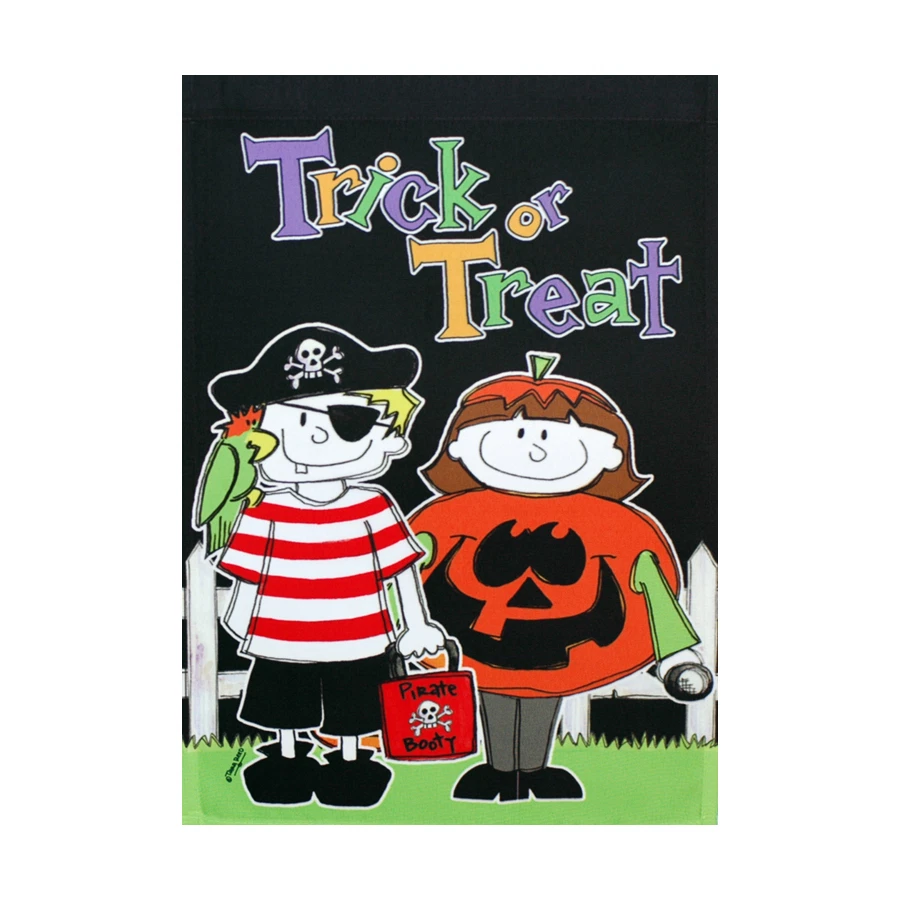 TRICK OR TREAT KIDS 28" X 40" PORCH FLAG 10-1617-34 RAIN OR SHINE FALL SEASONAL - Image 1 of 1