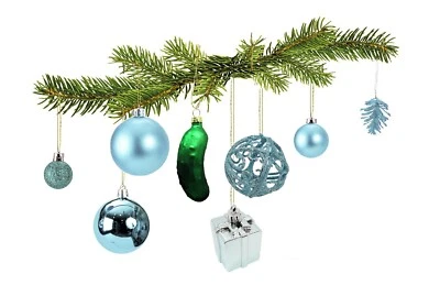 100-tlg. Set Weihnachtskugeln Eisblau Spitze Weihnachtsgurke Baumschmuck - Bild 1 von 4