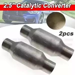 2x 2.5" IN UNIVERSAL SPORTS CAT CATALYTIC CONVERTER HIGH FLOW 400 CELL STAINLESS - Picture 1 of 8