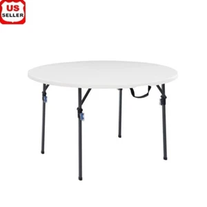 4ft Folding Round Plastic Table Portable Indoor Outdoor Event Use Easy Transport - Picture 1 of 12