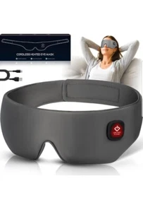 Silk Cordless Heated Eye Mask, Washable Sleep Mask Warm Eye Compress Mask... - Picture 1 of 6