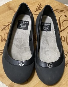 Crocs Mammoth Disc fleece lined Slip-On Ballet Women’s Black Flats Size 5 - Picture 1 of 6