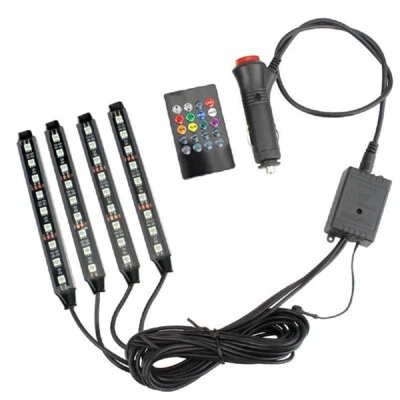 RGB LED Car Interior Floor Light Strip Atmosphere Decorative Lamp Remote Control - Image 1 of 4