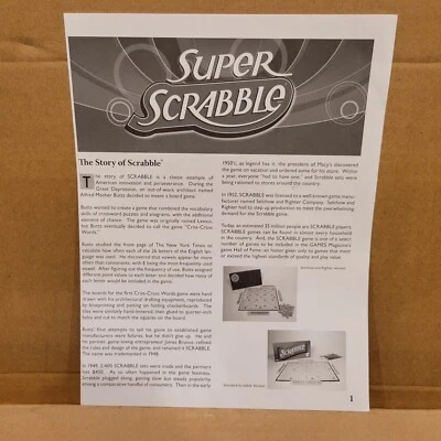 Super Scrabble 2011 pieza de repuesto: manual de instrucciones de 4 pg con reglas de juego Foto 1 de 2