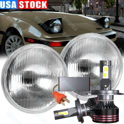 Par de faros LED redondos de 7 pulgadas de haz alto bajo H4 bombillas para Mazda RX-7 1979-1985 Foto 1 de 4