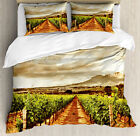Country Duvet Cover Set With Pillow Shams Cloudy Vineyard In Fall Print