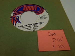 Donald Height Talk of The Grapevine/There'll Be No 45 RPM Shout Records VG+ soul - Picture 1 of 2