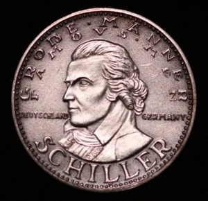 FAMOUS MEN GROBE MANNER FRIEDRICH SCHILLER SILBER 1000 FEIN SILVER COIN MEDAL GM - Picture 1 of 4
