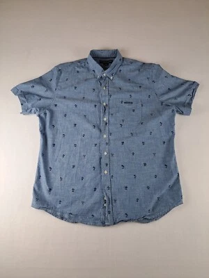U.S Polo Assn Short Sleeved Collared Blue Button Up Geometric Palm Tree Shirt XL - Image 1 of 4