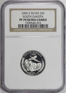 2006-S Proof SILVER South Dakota State Quarter 25c NGC PF70 UCAM [BN323] - Picture 1 of 2