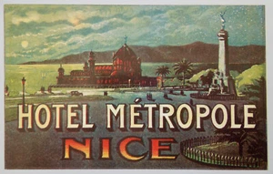 HOTEL METROPOLE NICE FRANCE - VINTAGE TRAVEL LUGGAGE LABEL STICKER - Picture 1 of 1