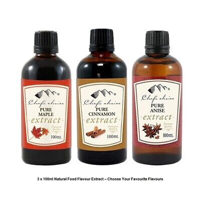 3 X 100ml Chef's Choice Pure Natural Food Flavour Extract-Anise Cinnamon & More • 29.95$