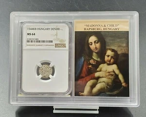 1544 KB Hungary Denar Silver Hammered Coin NGC Story Vault Book MS64 Madonna - Picture 1 of 5